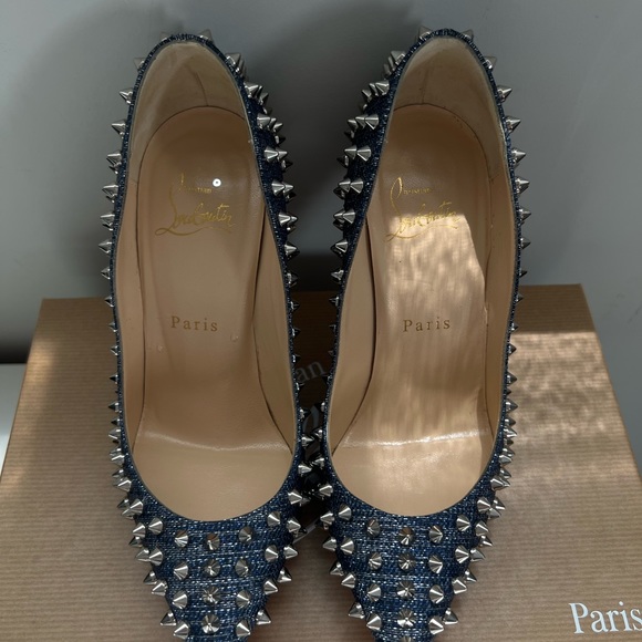 Christian Louboutin FOLLIES SPIKES 100 LAME LUX - Picture 15 of 16